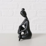 Boltze maison statue yoga femme céramique noire h10cm