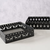Boltze home porte-serviettes en métal noir avec décor de Noël
