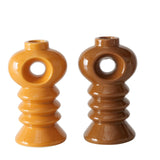 Boltze home bougeoir faïence h14cm orange marron