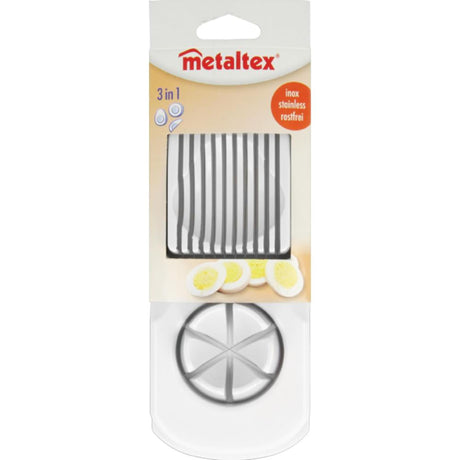 Coupe-oeuf Metaltex double plastique inox sur carte