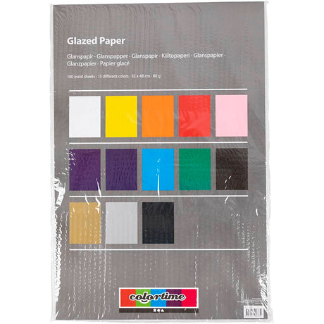 Papier brillant Creativ company, feuille 32x48 cm, 80 gr, différentes couleurs, 100 feuilles 1 boîte