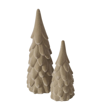 Boltze home image Sapin de Noël beige lot de 2 velours