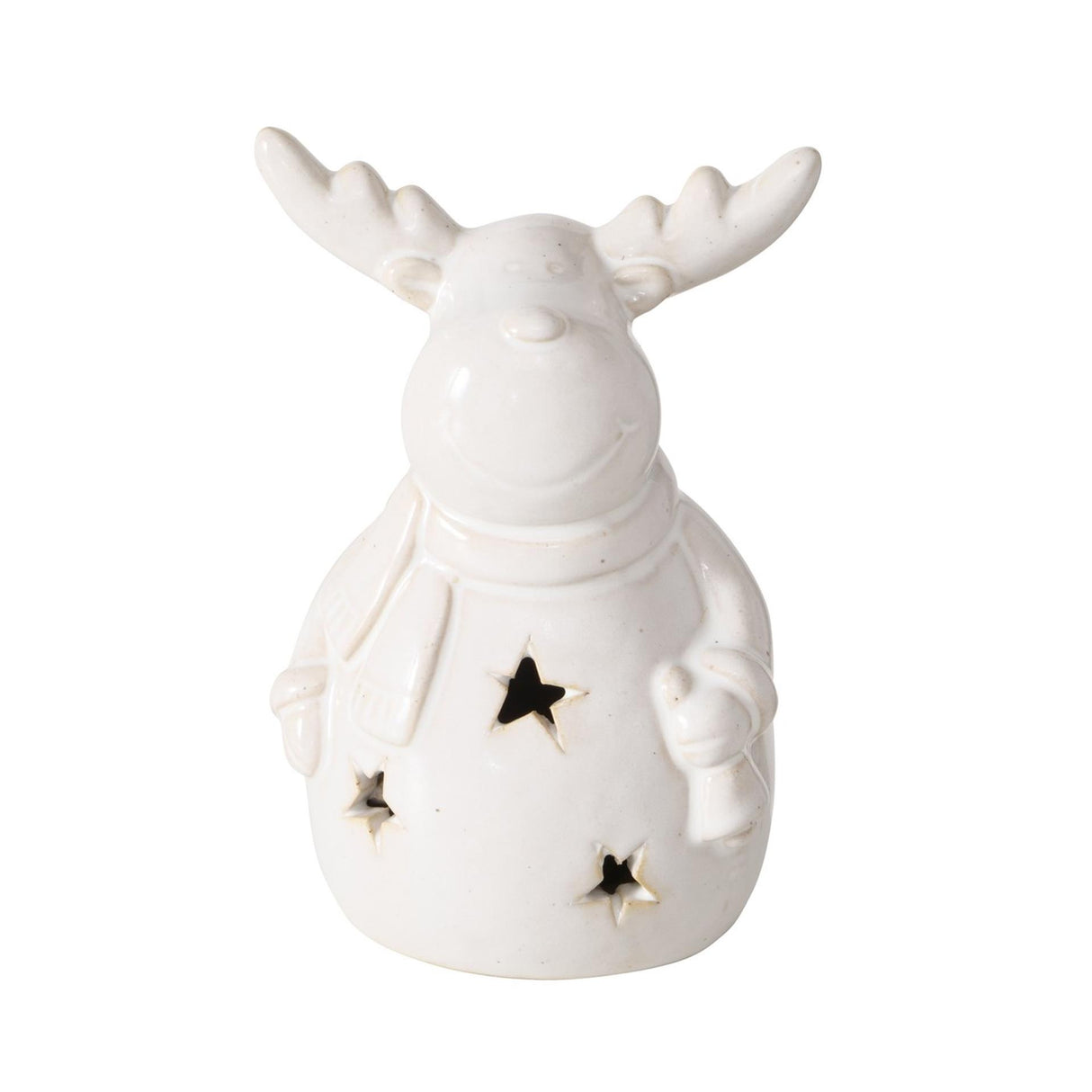Boltze home figurine cerf cristo pierre avec LED h13cm