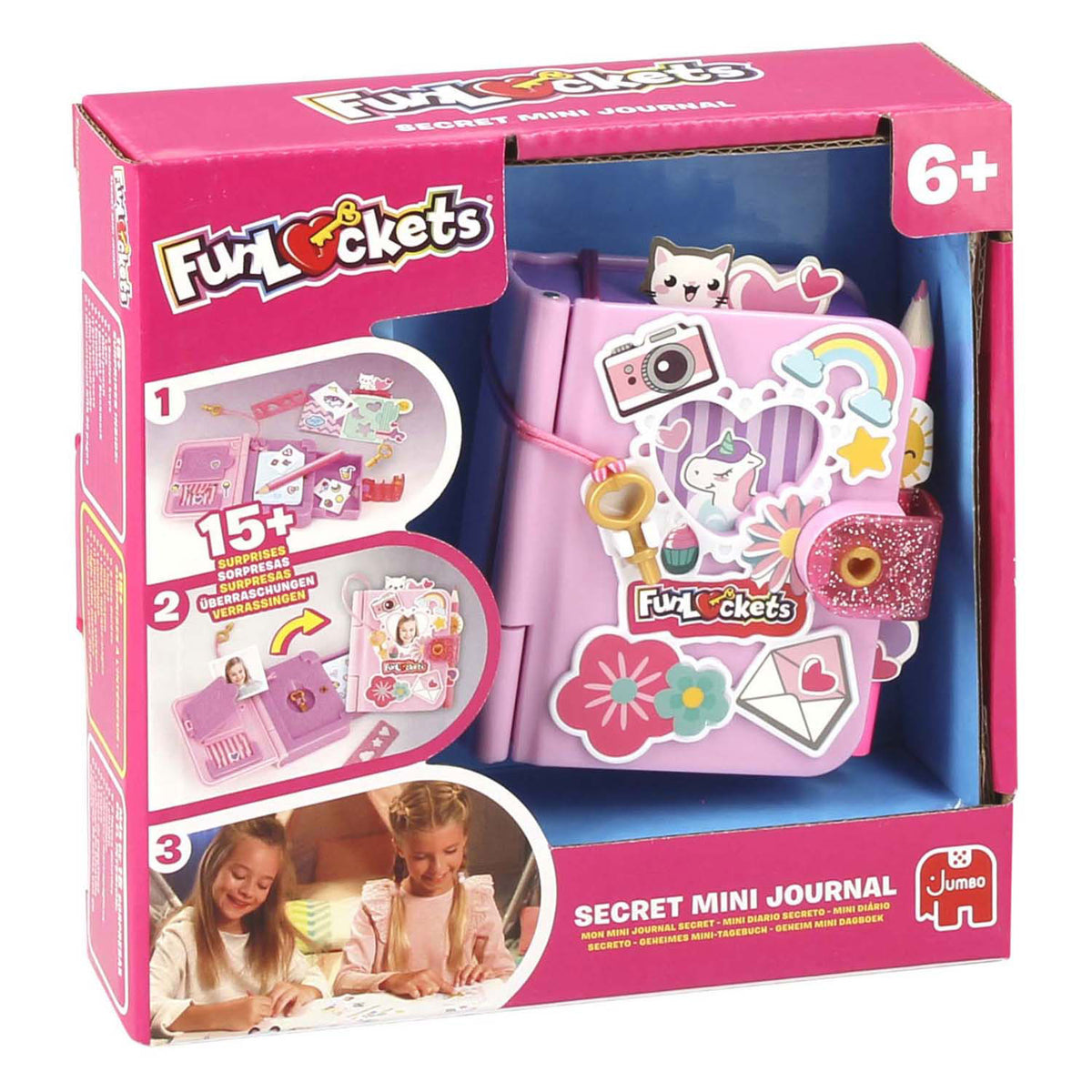 Funlockets jumbo - - mini journal secret - journal intime pour filles de 6 ans - avec plus de 15 surprises