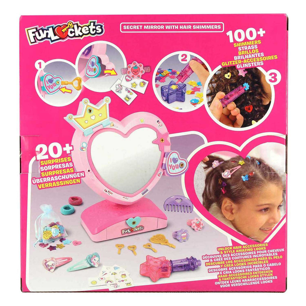 Miroir secret Jumbo funlockets avec paillettes pour cheveux | 2 pièces
