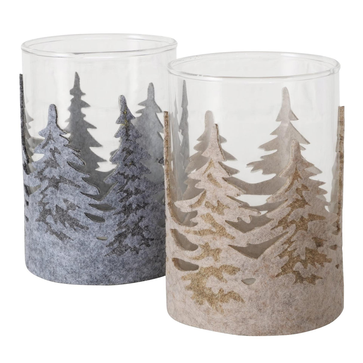 Boltze home photophore en verre avec sapins de Noël h12cm