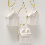 Boltze home Maison à pendentif de Noël en porcelaine 3 pièces