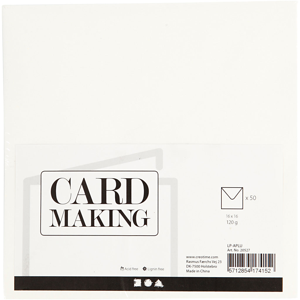 Enveloppes Creativ company, format enveloppe 16x16 cm, 120 gr, blanc cassé, 50 pièces 1 boîte