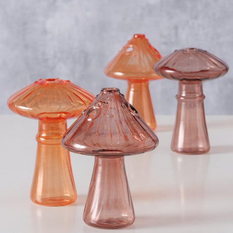 Boltze home vase champignon vinga verre dia.8x10.5cm marron orange