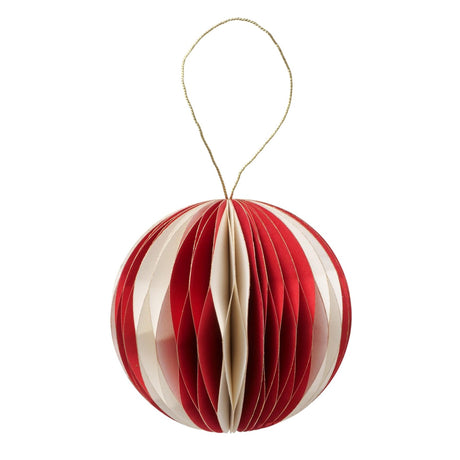 Boltze home Boule de Noël yorki ø9cm papier blanc rouge mat