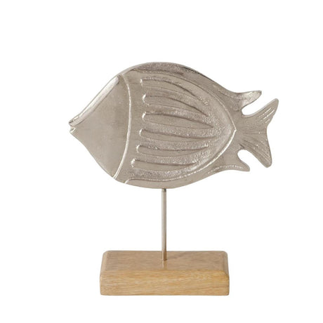Boltze home figurine poisson fisky 20x5,5x23,5cm aluminium et bois de manguier