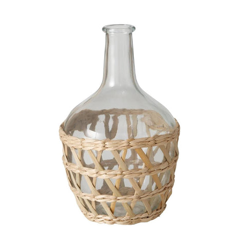 Boltze home vase torino dia16x25.8cm verre avec canne à sucre