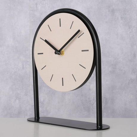 Boltze home horloge de table diabolo analogique beige 19x6x22cm