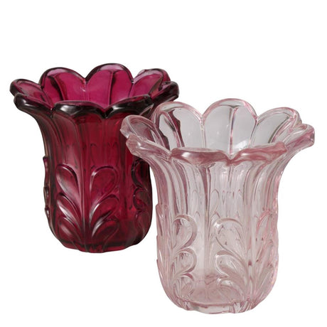Boltze home vase rosena dia11x10.5cm verre laqué rose clair rose foncé