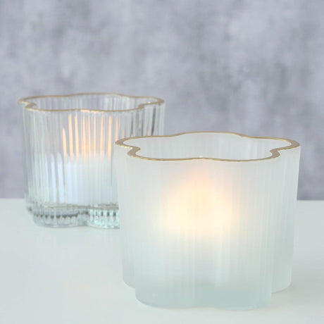 Boltze home photophore verre fleur ø7,8x6cm