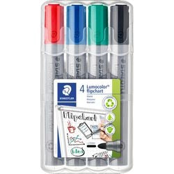 Staedtler marqueur pour paperboard lumocolor 356 à pointe ronde - lot de 4 couleurs