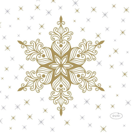 Serviettes Duni étoiles de neige blanches 24x24cm
