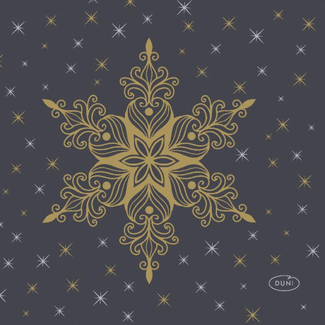 Serviettes Duni étoiles de neige noires 24x24cm