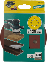 Disques abrasifs adhésifs Wolfcraft | k400 | perforé | ø125mm | 5 pièces - 2072000