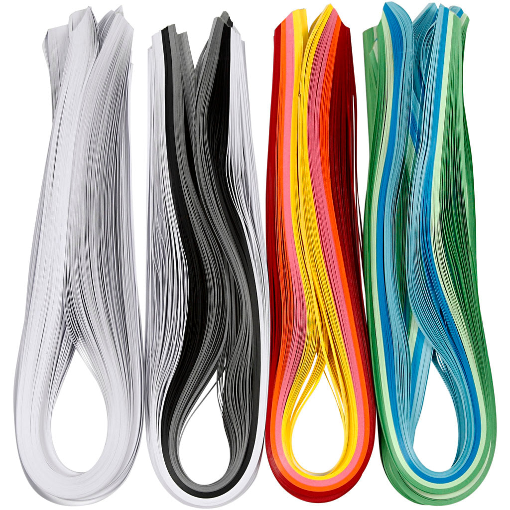 Bandes de quilling Creativ company, L: 78 cm, l: 5 mm, 120 g, différentes couleurs, 12x100 pièces 1 boîte