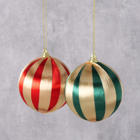 Boltze home kerstbal satino ø10cm polystyreen polyester goud groen rood 2 assorti