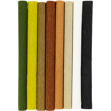 Papier crépon Creativ company, feuille 25x60 cm, taux de crêpe : 180%, 105 gr, naturel, 8 feuilles 1 boîte