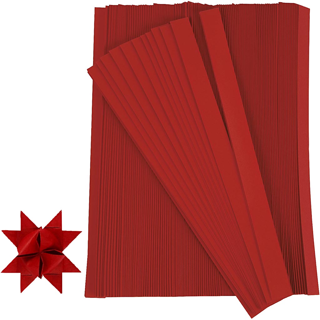 Bandes de tressage Creativ company, l: 45 cm, l: 15 mm, d 6,5 cm, rouge, 500 bandes 1 boîte