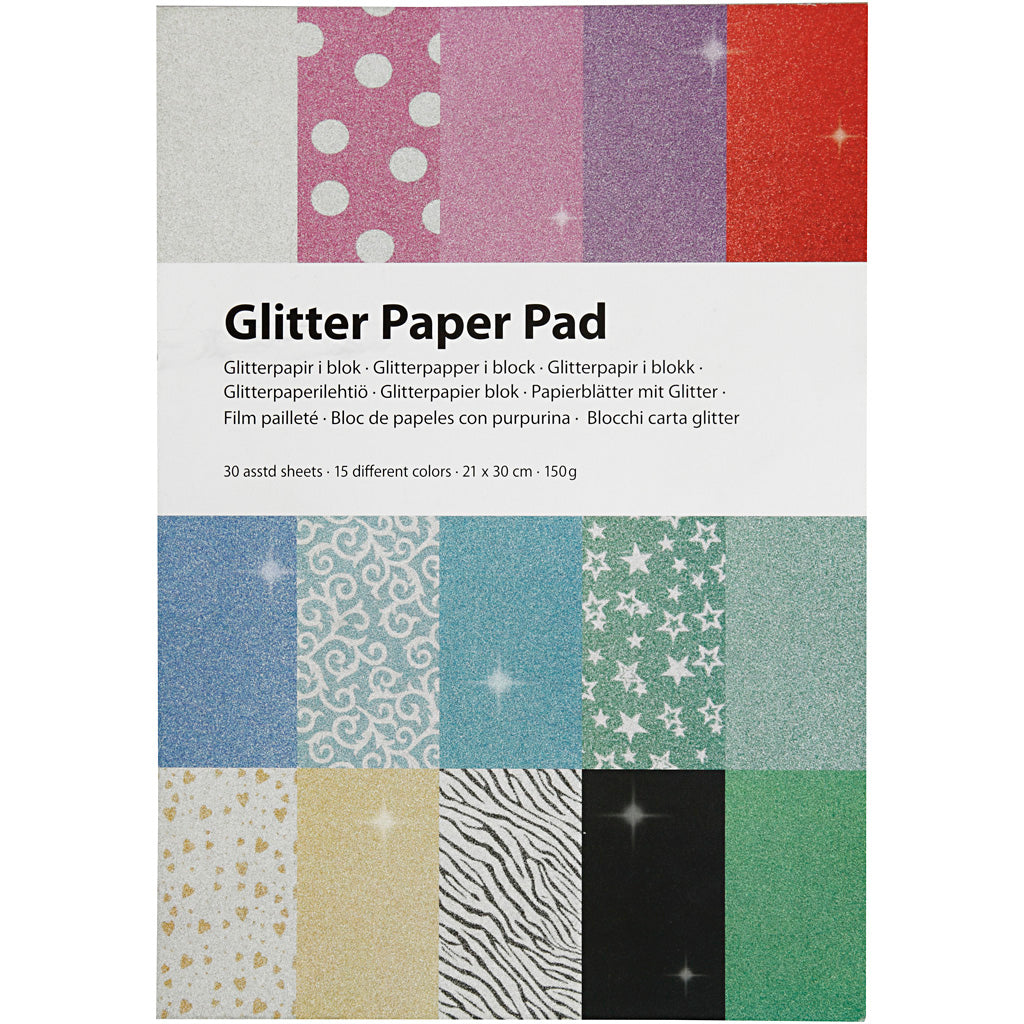 Bloc de papier à paillettes A4 150gr, 30 feuilles