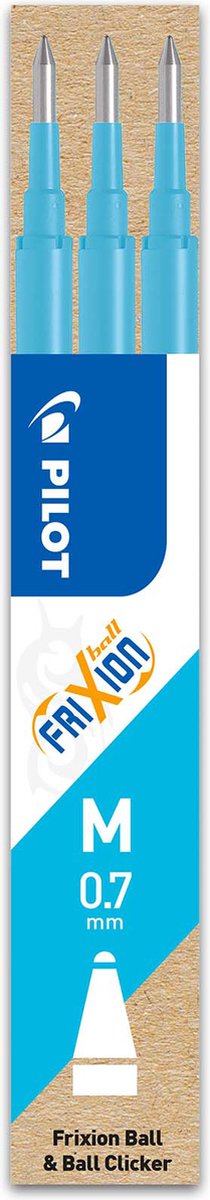 Pilot lot de 3 - recharge frixion ball 0.7 - bleu clair - pointe moyenne