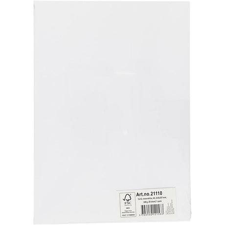 Creativ Company Craft Cardboard, Blanche-Neige, A4, 20 feuilles