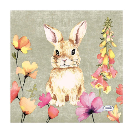 Serviettes Duni amis floraux tissu 3 épaisseurs 24x24cm