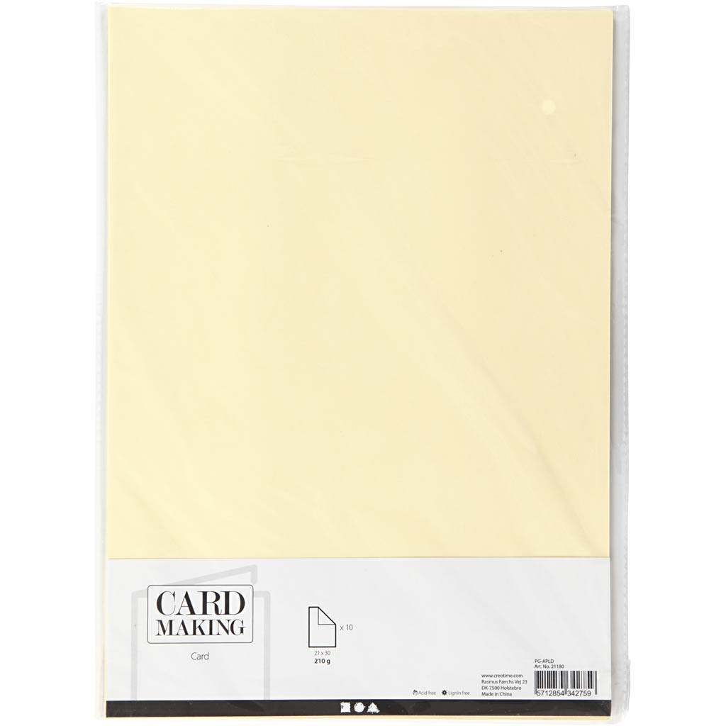Carton d'entreprise Creativ, a4, feuille 210x297 mm, 210 g, jaune pastel, 10 feuilles 1 boîte