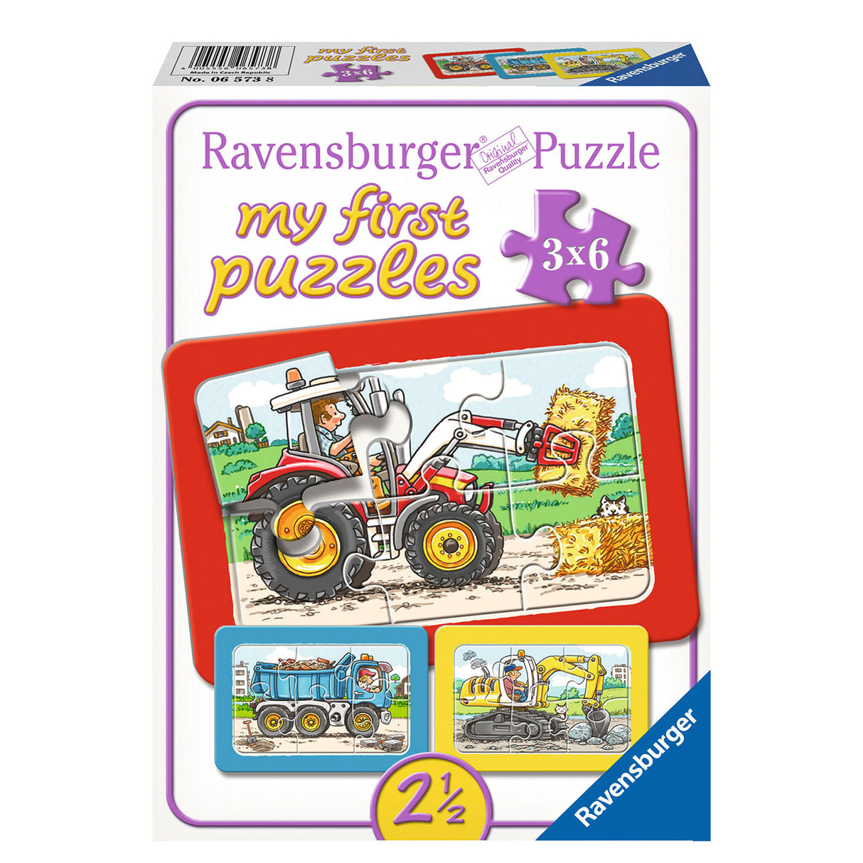 Ravensburger - Gravemaskin traktor og tipper bil 3x6 stykker