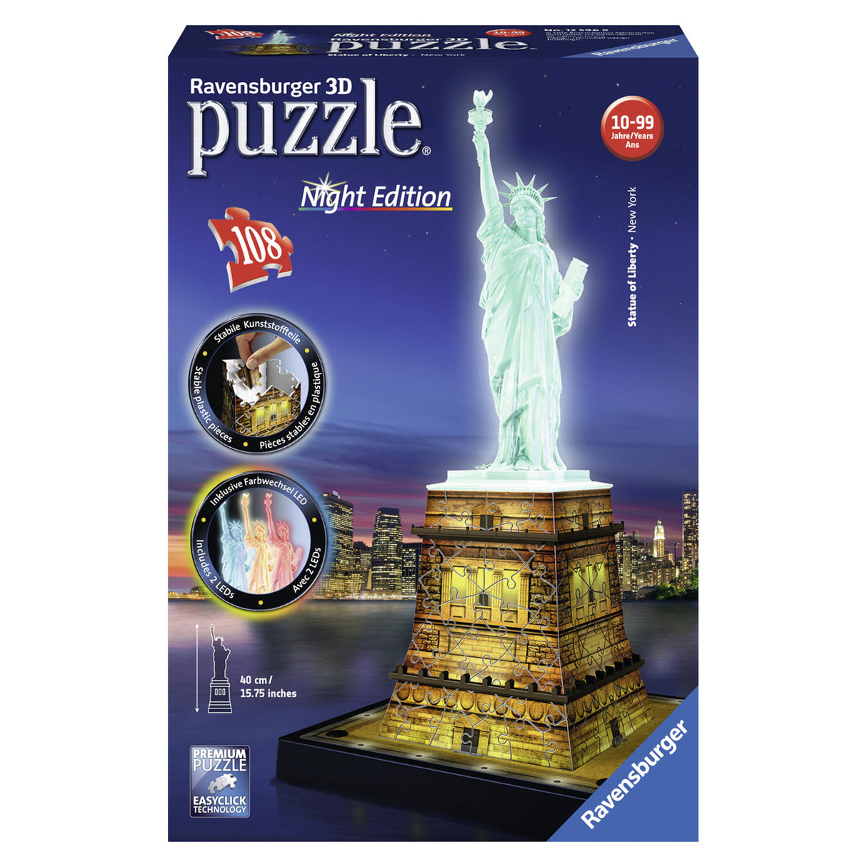 Ravensburger - 3D Puzzel - Vrijheidsbeeld Night Edition