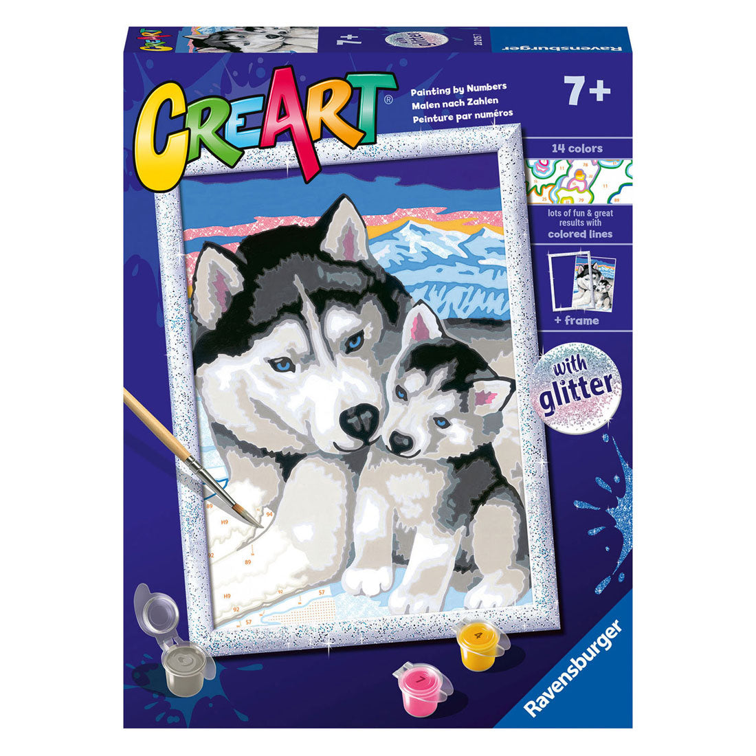 Ravensburger crart målning på nummer söta huskies