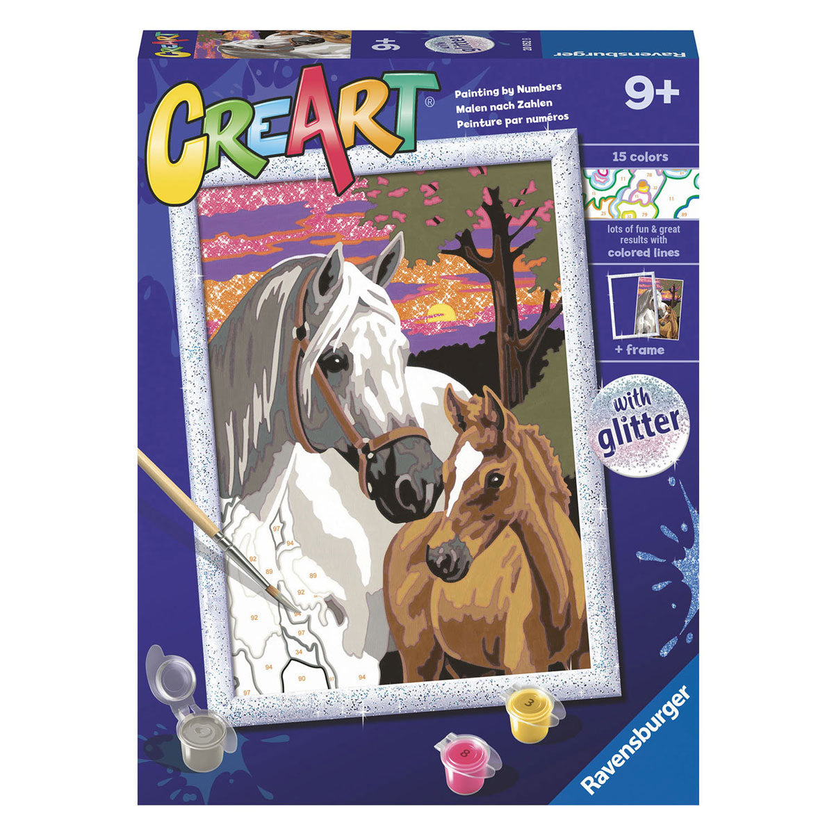 Ravensburger Creart peinture au nombre de chevaux de coucher du soleil