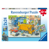 Ravensburger Jigsaw Puzzle Garbage Truck og Tow Truck, 2x24st.