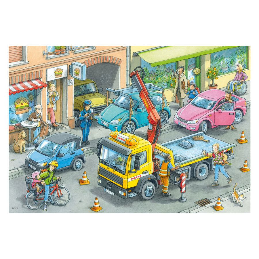 Ravensburger Jigsaw Puzzle Garbage Truck og Tow Truck, 2x24st.