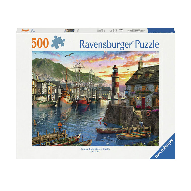 Ravensburger Jigsaw -puslespil om morgenen ved havnen, 500st.