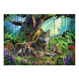 Ravensburger puzzle famille loup dans la forêt - 1000 pièces animaux.