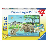 Ravensburger Jigsaw -puslespil unge dyr fra hele verden, 2x12 stk.