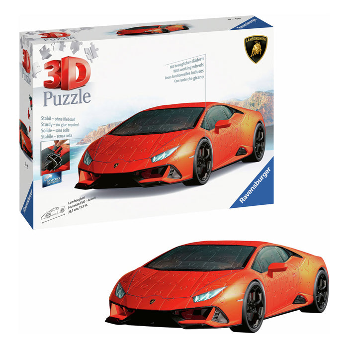 Ravensburger 3d puzzel huracan evo arancio, 108st.