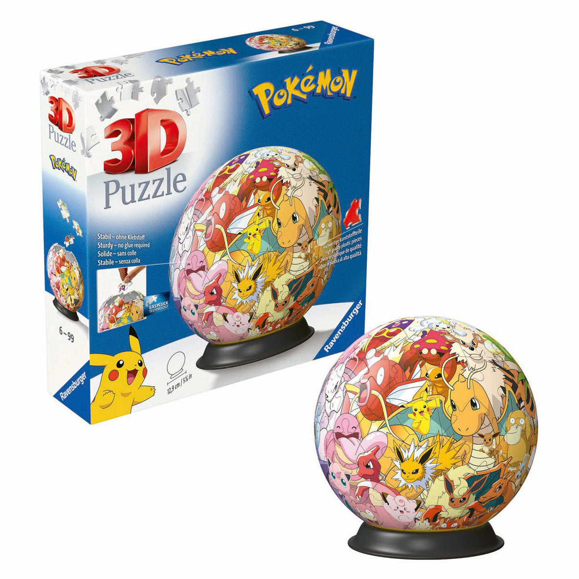 Ravensburger Puzzle 3D Balle Personnages Pokémon, 54 pcs.