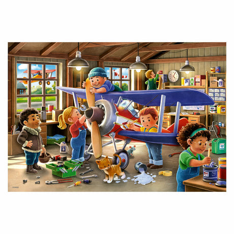 Ravensburger puzzle réparation d'avions et de trains, 2x24pcs.