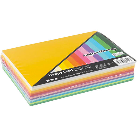 Carton ressort Colortime, a6, feuille 105x148 mm, 180 gr, différentes couleurs, 120 feuilles diverses 1 boîte