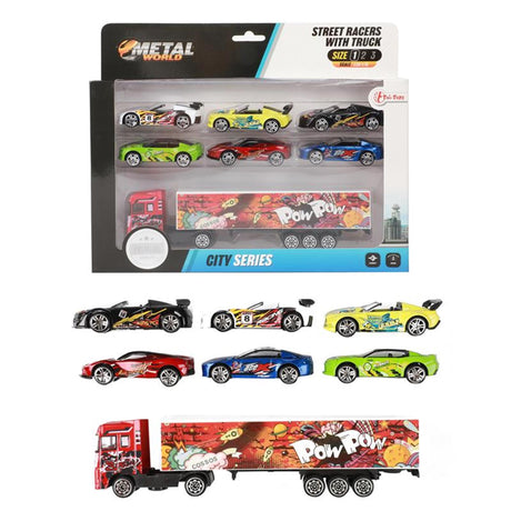 Toi-toys toitoys camion avec 6 voitures de course