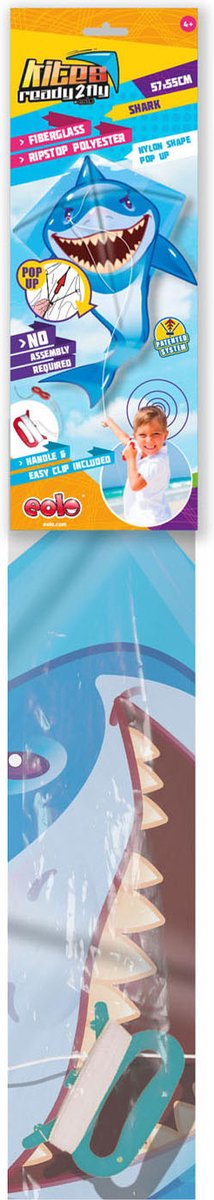 Kites Ready 2 Fly - Pop -Up Nylon Vlieger Shark