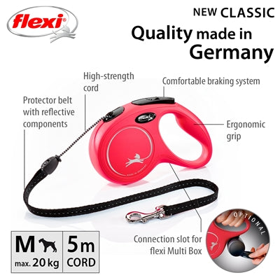 Flexi products ligne rétractable nouveau cordon classique rouge m 5 mètres jusqu'à 20kg