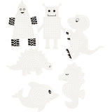 Creativ company carton point de croix, robots animaux, h: 8-13 cm, l: 8-13 cm, blanc, 6x3 pièces 1 boîte