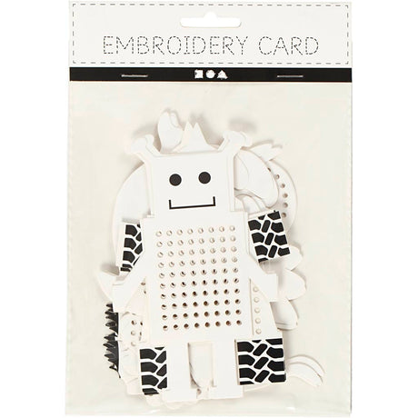 Creativ company carton point de croix, robots animaux, h: 8-13 cm, l: 8-13 cm, blanc, 6x3 pièces 1 boîte